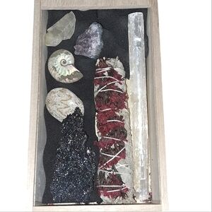Aviva Stanoff Carved Gift Box of Sage and Crystals New